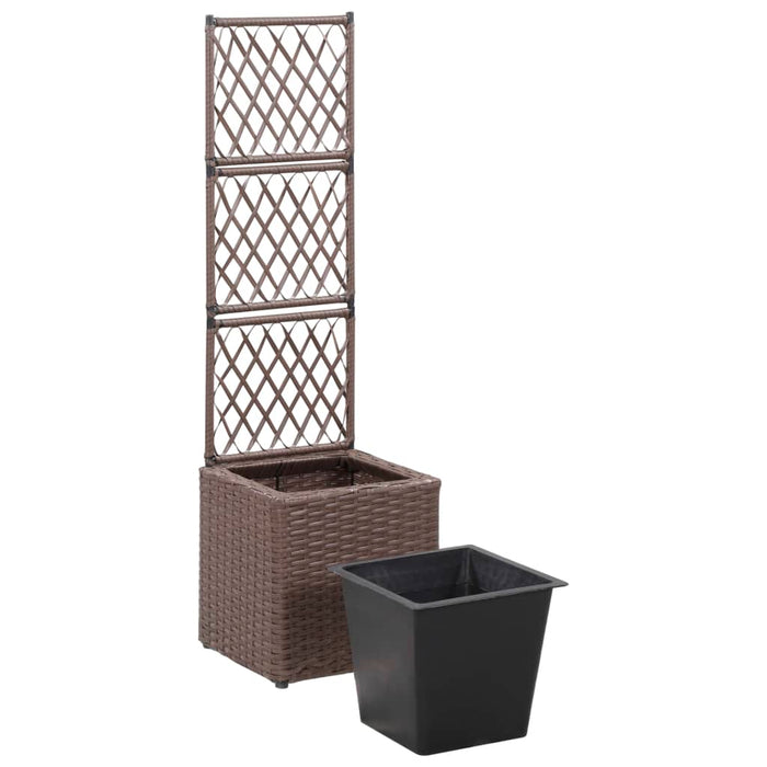 Strat înălțat spalier cu 1 ghiveci maro 30x30x107 cm poliratan - WALTI WALTI