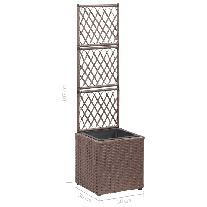Strat înălțat spalier cu 1 ghiveci maro 30x30x107 cm poliratan - WALTI WALTI