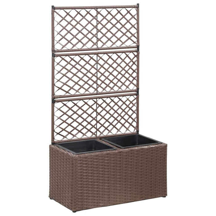 Strat înălțat spalier cu 2 ghivece maro 58x30x107 cm poliratan - WALTI WALTI