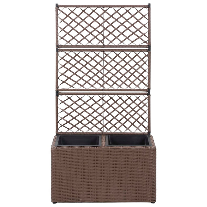 Strat înălțat spalier cu 2 ghivece maro 58x30x107 cm poliratan - WALTI WALTI