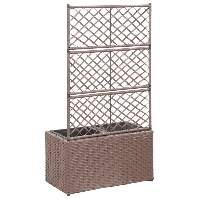 Strat înălțat spalier cu 2 ghivece maro 58x30x107 cm poliratan - WALTI WALTI