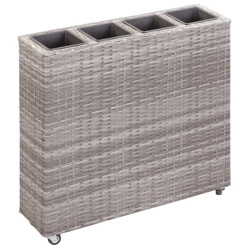 Strat înălțat grădină 4 ghivece, gri, 80x22x79 cm, poliratan - WALTI WALTI