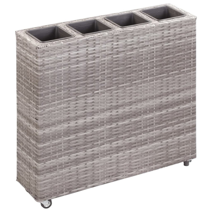 Strat înălțat grădină 4 ghivece, gri, 80x22x79 cm, poliratan WALTI