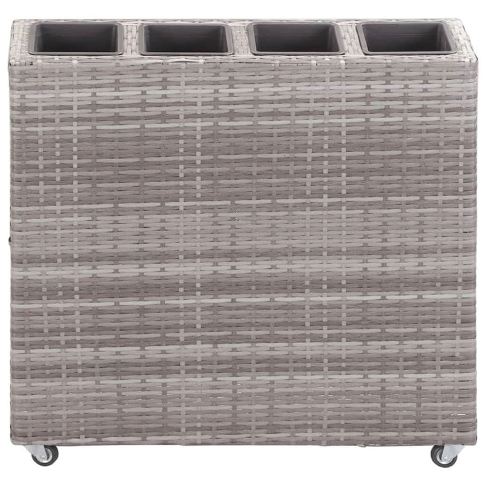 Strat înălțat grădină 4 ghivece, gri, 80x22x79 cm, poliratan WALTI