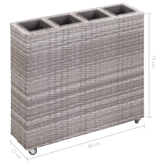 Strat înălțat grădină 4 ghivece, gri, 80x22x79 cm, poliratan WALTI