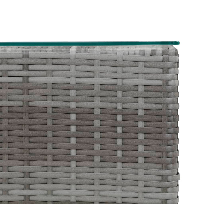 Masă laterală cu blat de sticlă, gri, 35x35x52 cm, poliratan - WALTI WALTI