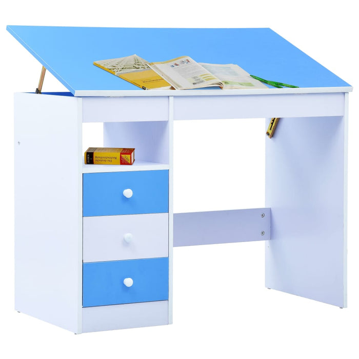 Birou de studiu & desenat pentru copii rabatabil albastru & alb WALTI