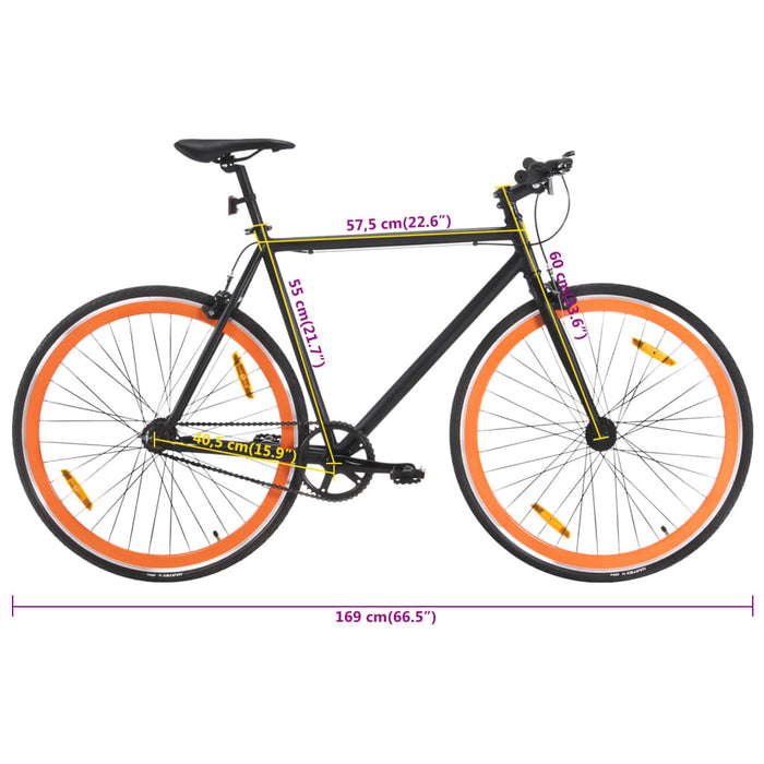 Bicicletă cu angrenaj fix, negru și portocaliu, 700c, 55 cm - WALTI WALTI