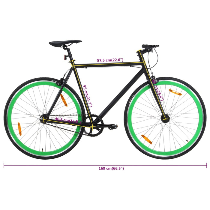 Bicicletă cu angrenaj fix, negru și verde, 700c, 55 cm - WALTI WALTI