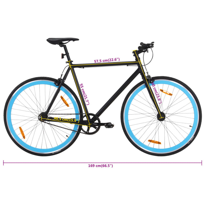 Bicicletă cu angrenaj fix, negru și albastru, 700c, 55 cm - WALTI WALTI