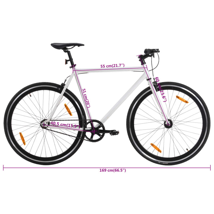 Bicicletă cu angrenaj fix, alb și negru, 700c, 51 cm - WALTI WALTI