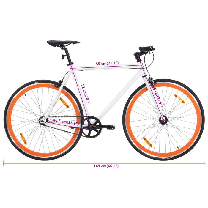 Bicicletă cu angrenaj fix, alb și portocaliu, 700c, 51 cm - WALTI WALTI