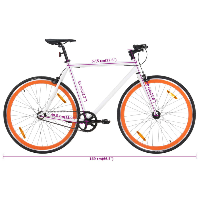 Bicicletă cu angrenaj fix, alb și portocaliu, 700c, 55 cm - WALTI WALTI