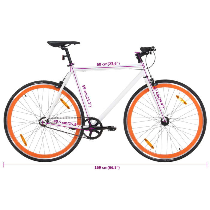 Bicicletă cu angrenaj fix, alb și portocaliu, 700c, 59 cm - WALTI WALTI