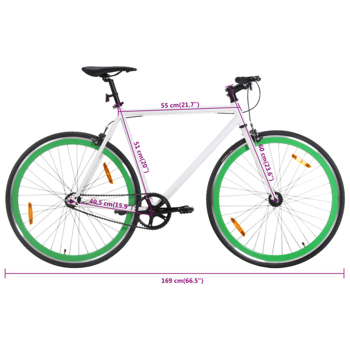 Bicicletă cu angrenaj fix, alb și verde, 700c, 51 cm - WALTI WALTI