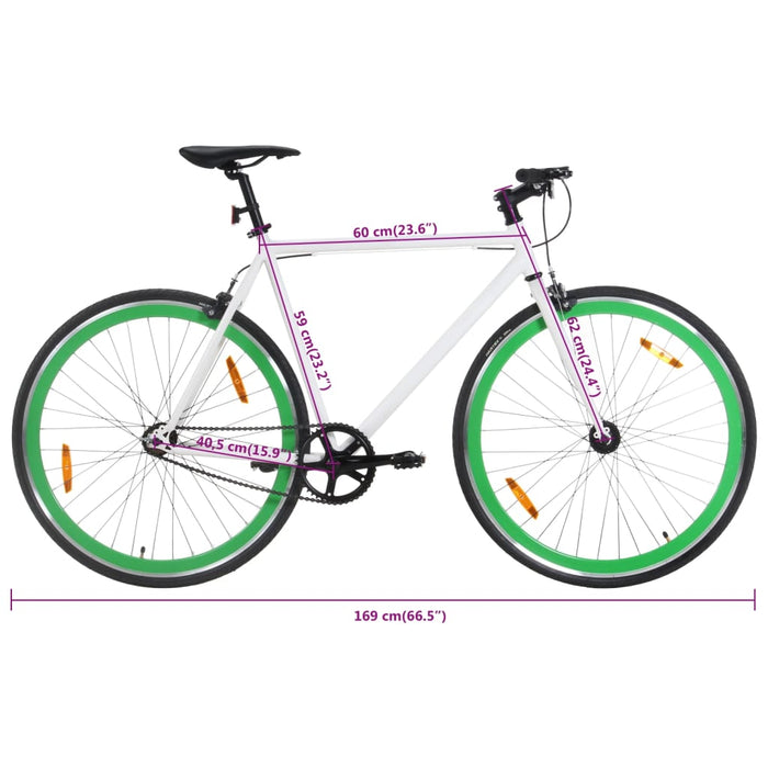 Bicicletă cu angrenaj fix, alb și verde, 700c, 59 cm - WALTI WALTI