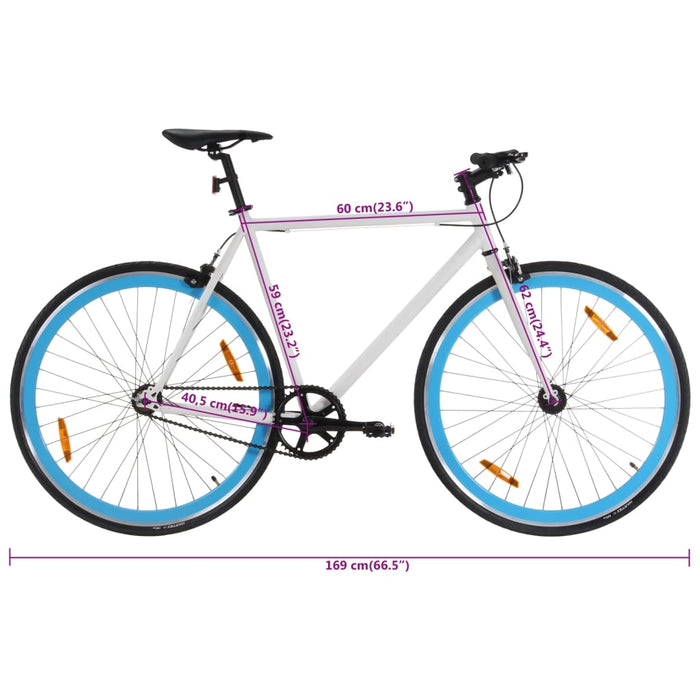 Bicicletă cu angrenaj fix, alb și albastru, 700c, 59 cm - WALTI WALTI