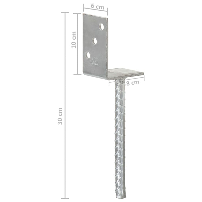 Ancore de gard, 6 buc., argintiu, 8x6x30 cm, oțel galvanizat - WALTI WALTI
