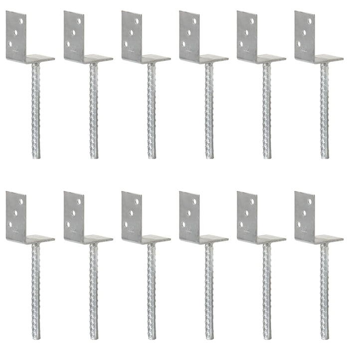 Ancore de gard, 12 buc., argintiu, 8x6x30 cm, oțel galvanizat - WALTI WALTI