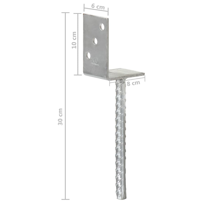 Ancore de gard, 12 buc., argintiu, 8x6x30 cm, oțel galvanizat - WALTI WALTI