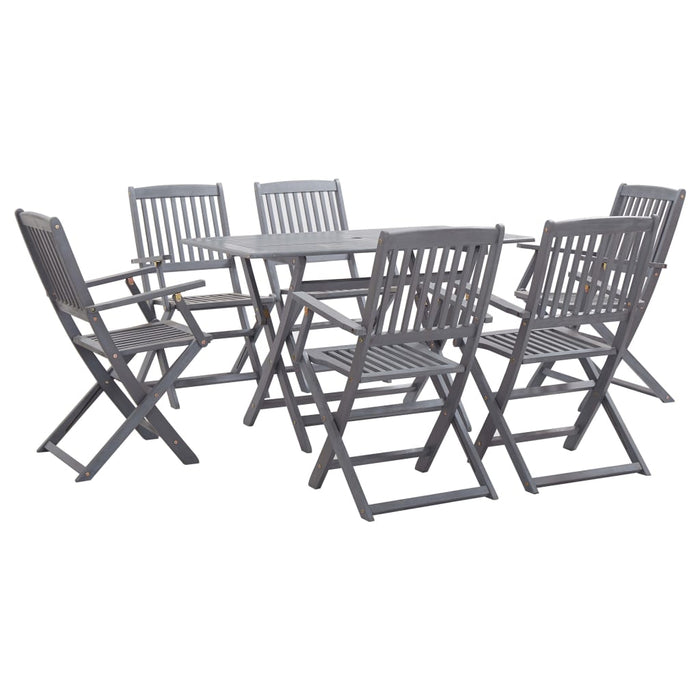 Set mobilier de grădină, 7 piese, gri, lemn masiv de acacia WALTI
