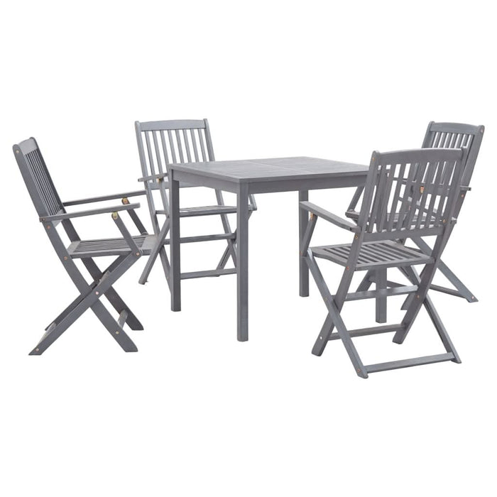 Set mobilier de grădină, 5 piese, gri, lemn masiv de acacia - WALTI WALTI