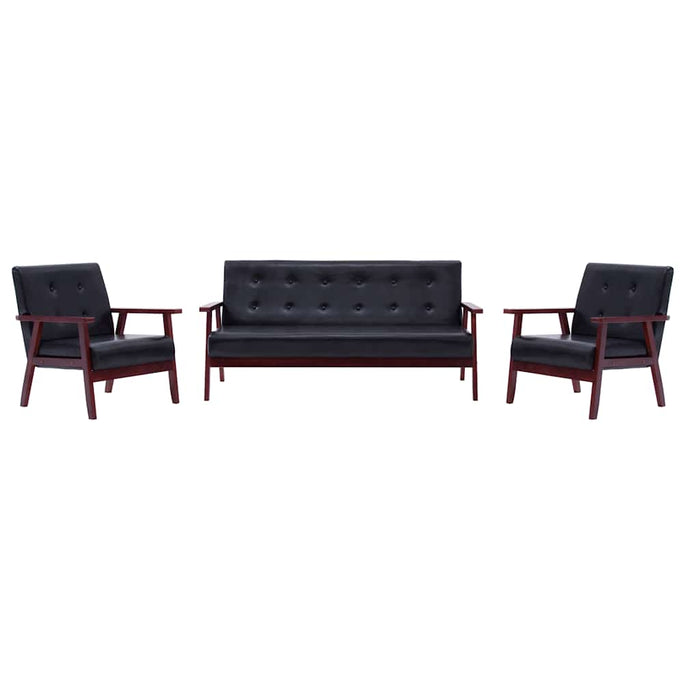Set canapea, 3 piese., negru, piele artificială - WALTI WALTI
