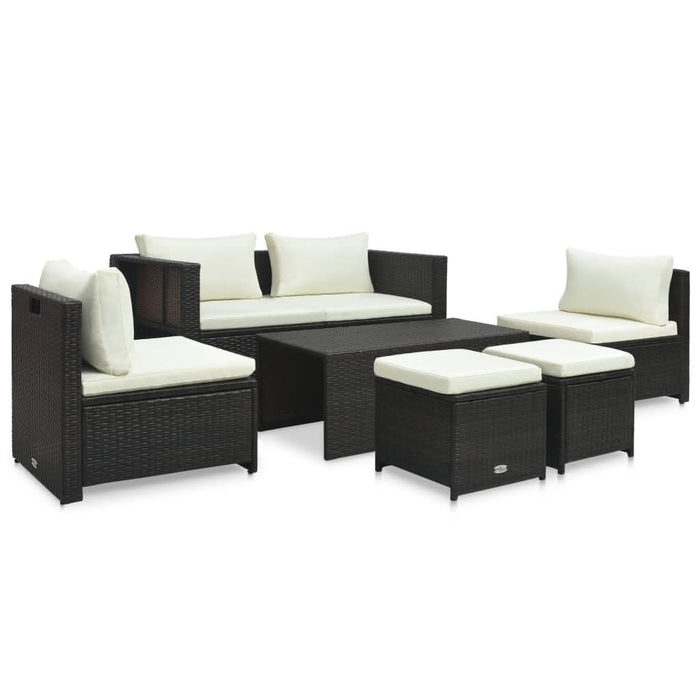 Set mobilier de grădină cu perne, 6 piese, maro, poliratan - WALTI WALTI