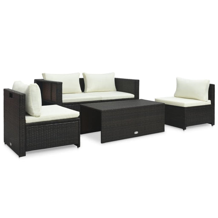 Set mobilier de grădină cu perne, 6 piese, maro, poliratan - WALTI WALTI