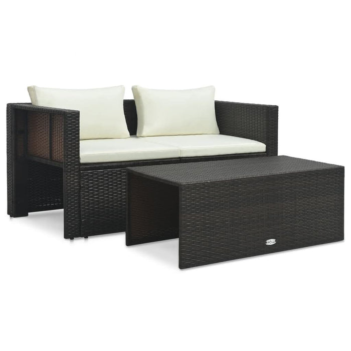 Set mobilier de grădină cu perne, 6 piese, maro, poliratan - WALTI WALTI