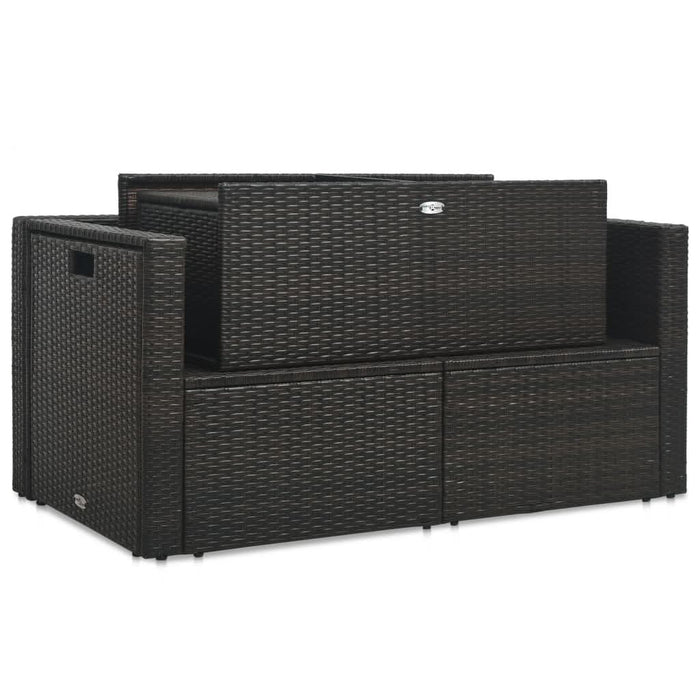 Set mobilier de grădină cu perne, 6 piese, maro, poliratan - WALTI WALTI