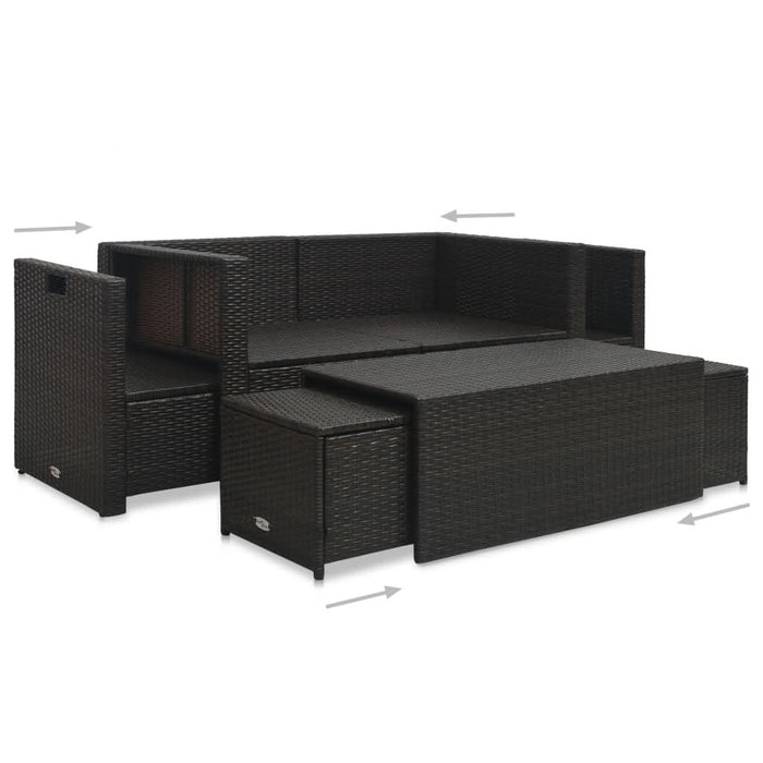 Set mobilier de grădină cu perne, 6 piese, maro, poliratan - WALTI WALTI