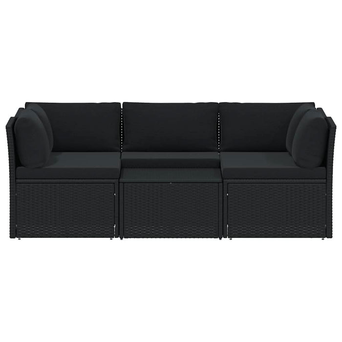 Set mobilier de grădină cu perne, 4 piese, negru, poliratan - WALTI WALTI