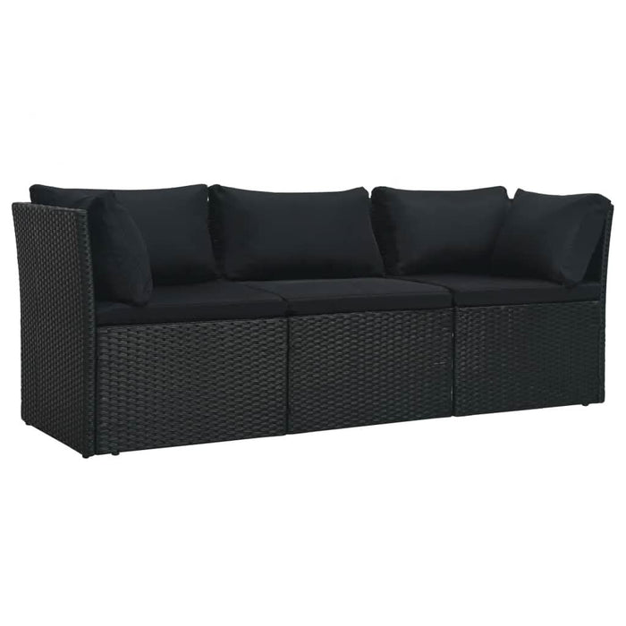 Set mobilier de grădină cu perne, 4 piese, negru, poliratan - WALTI WALTI