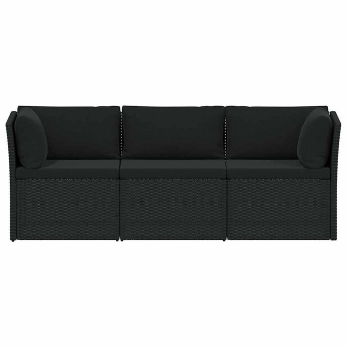 Set mobilier de grădină cu perne, 4 piese, negru, poliratan - WALTI WALTI