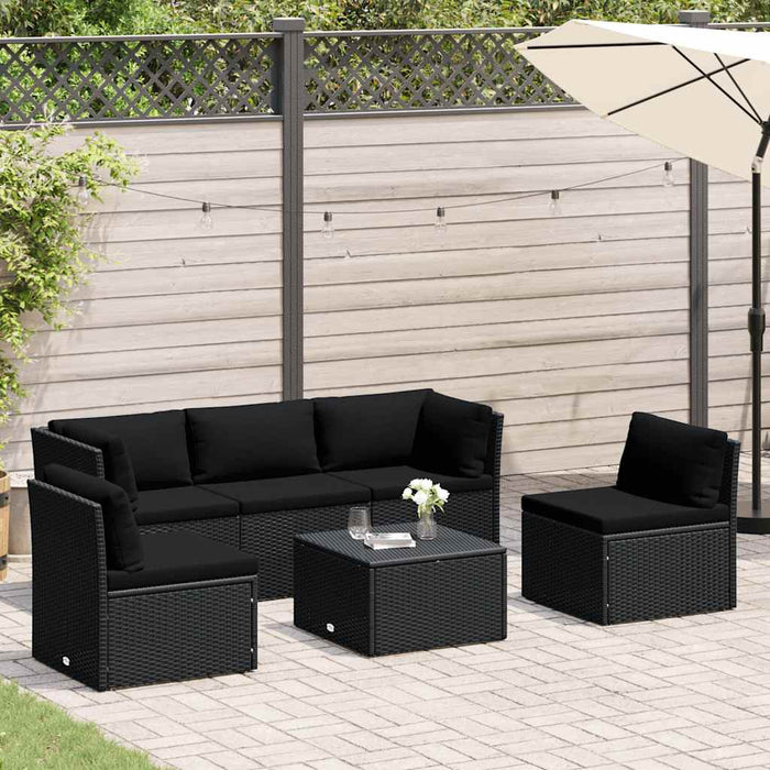 Set mobilier de grădină cu perne, 4 piese, negru, poliratan - WALTI WALTI