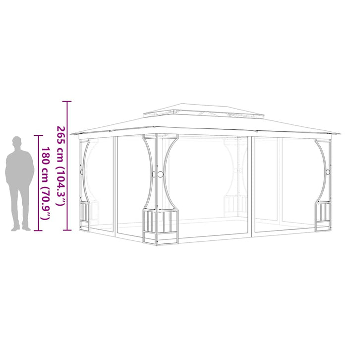 Pavilion cu plase, crem, 300 x 400 x 265 cm - WALTI WALTI