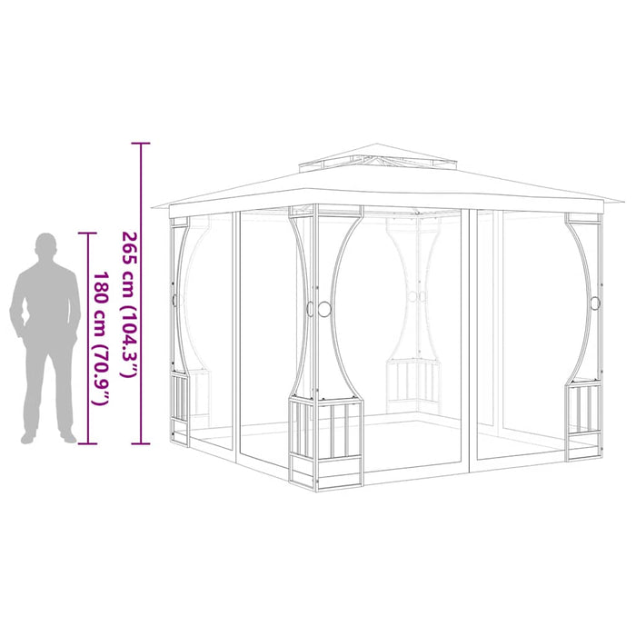 Pavilion cu plase, antracit, 300 x 300 x 265 cm - WALTI WALTI