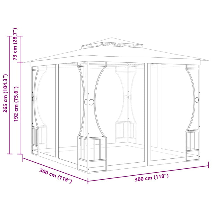 Pavilion cu plase, antracit, 300 x 300 x 265 cm - WALTI WALTI