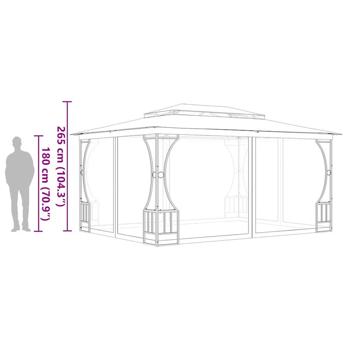Pavilion cu plase, antracit, 300 x 400 x 265 cm - WALTI WALTI