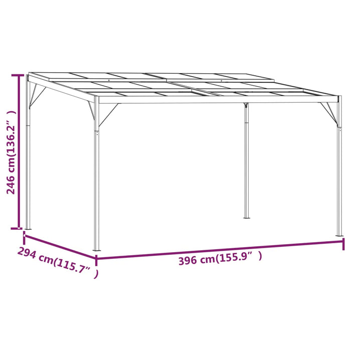 Pavilion cu acoperiș, antracit, 4x3x2,5 m, aluminiu și oțel - WALTI WALTI
