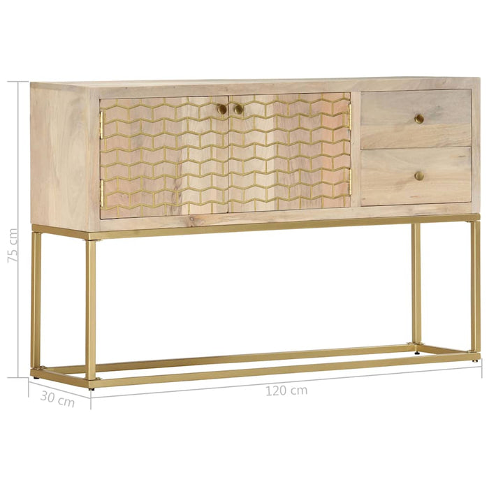 Dulap, auriu, 120 x 30 x 75 cm, lemn masiv de mango WALTI