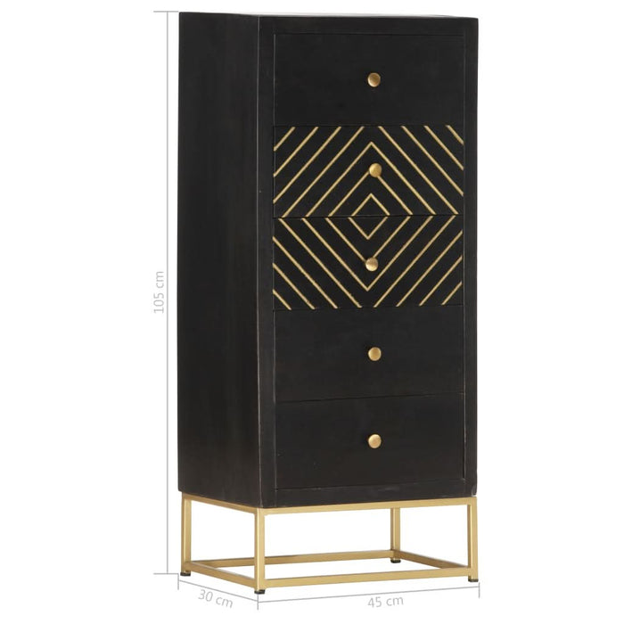 Dulap cu sertare, negru și auriu, 45x30x105 cm, lemn de mango - WALTI WALTI