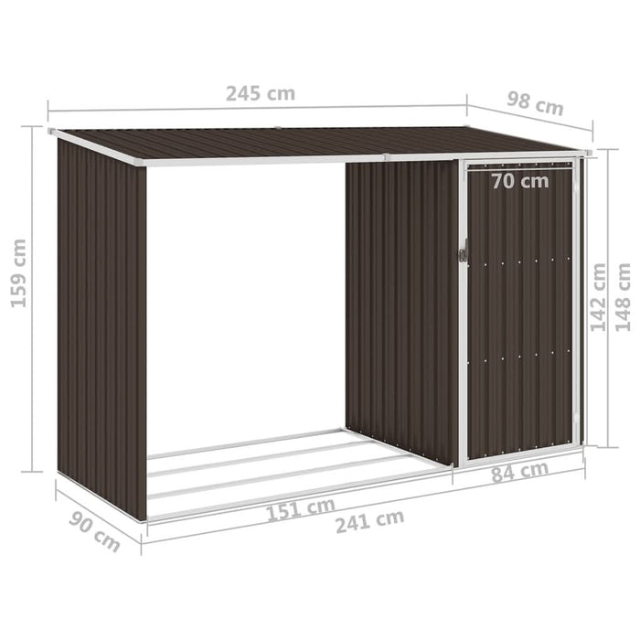 Șopron de grădină lemne de foc maro 245x98x159 cm oțel zincat - WALTI WALTI