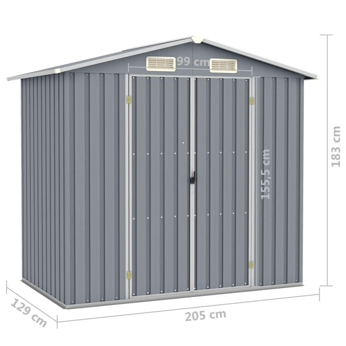 Șopron de grădină, gri, 205 x 129 x 183, oțel galvanizat - WALTI WALTI