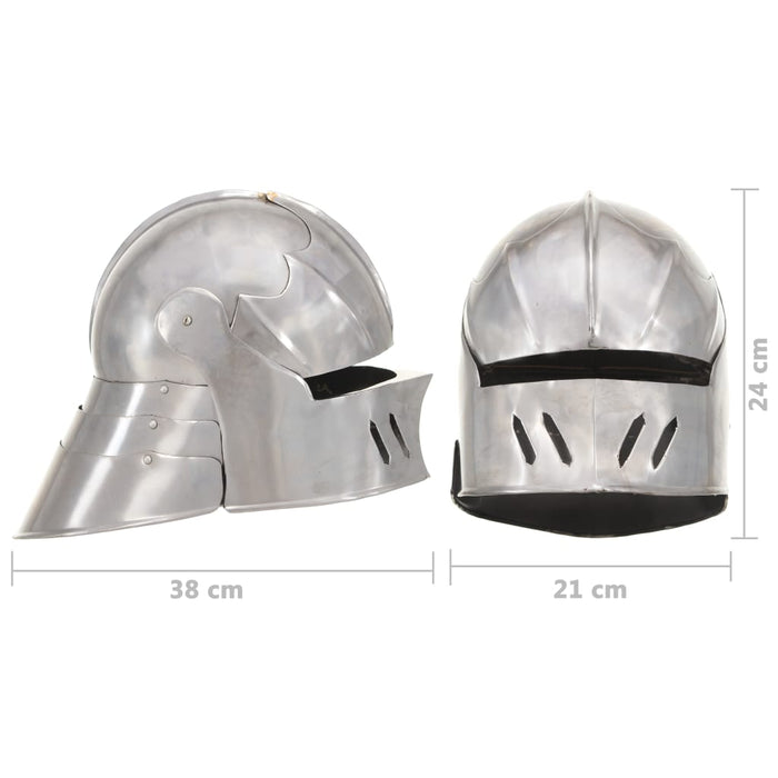 Coif cavaler medieval antichizat jocuri pe roluri argintiu oțel - WALTI WALTI