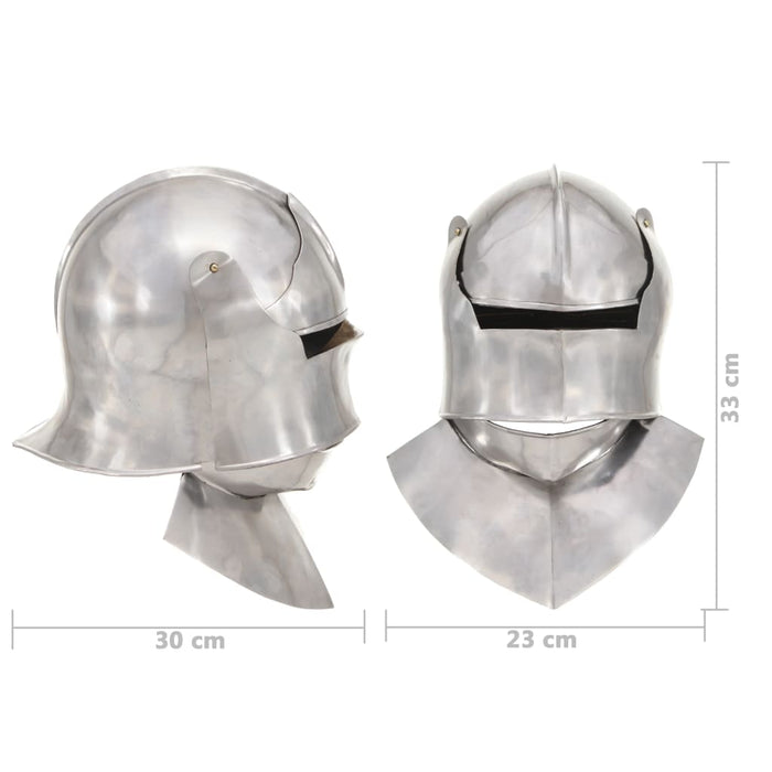 Coif cavaler medieval antic, jocuri de rol, argintiu, oțel - WALTI WALTI