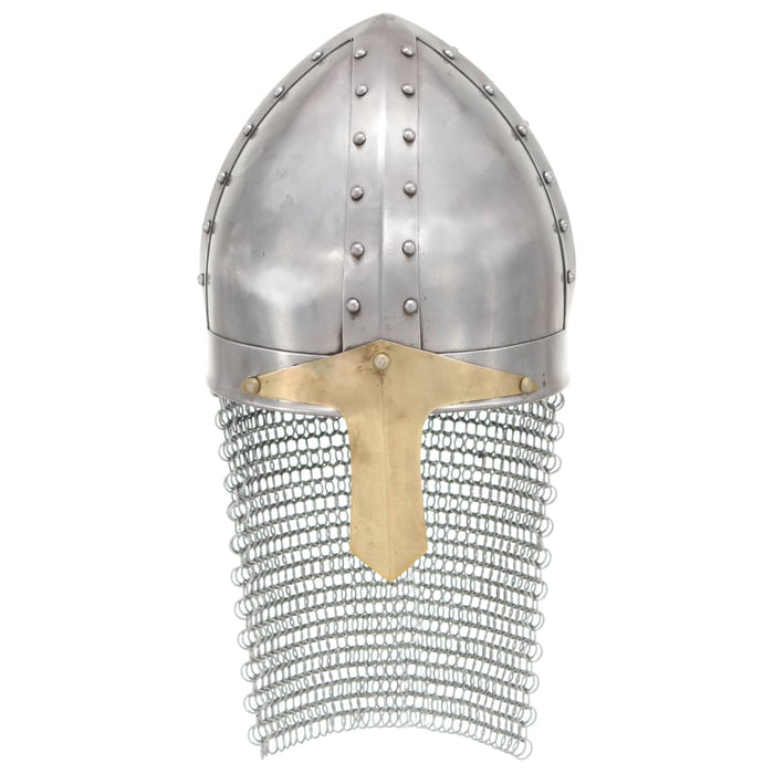 Coif cavaler cruciat antichizat joc de rol argintiu oțel WALTI