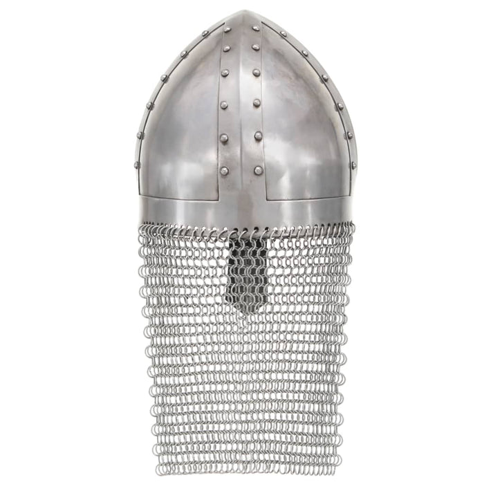 Coif cavaler cruciat antichizat joc de rol argintiu oțel WALTI