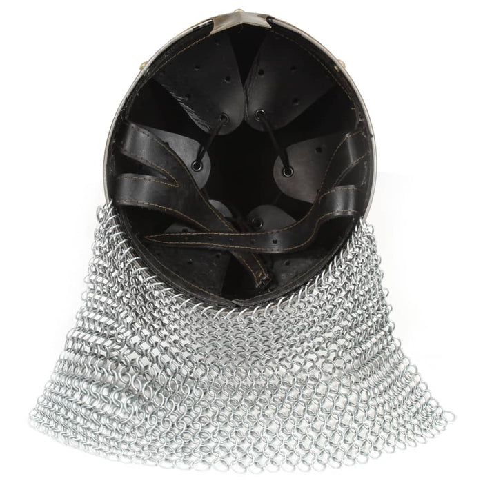 Coif cavaler cruciat antichizat joc de rol argintiu oțel WALTI